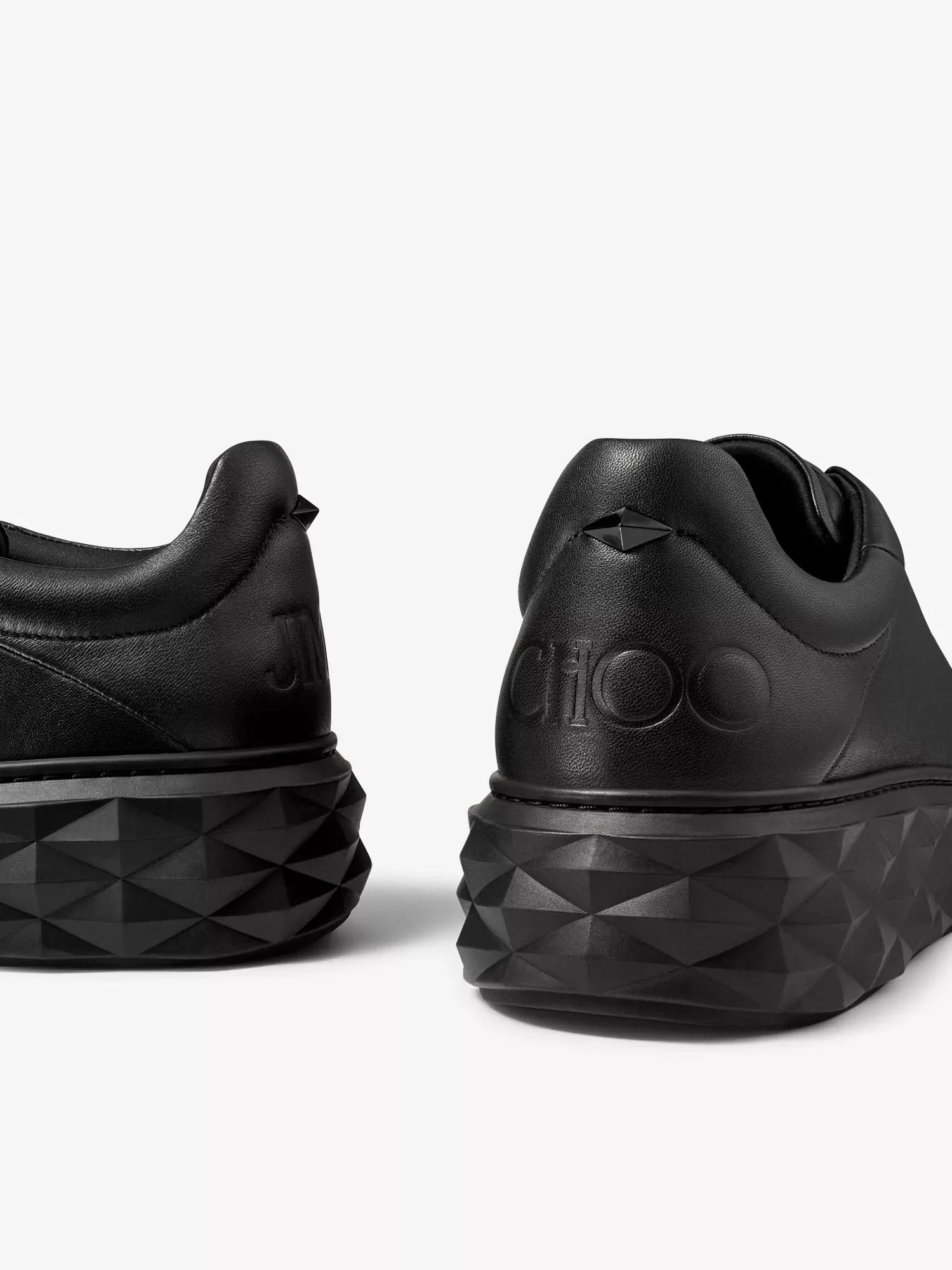 Men's Diamond Maxi logo-embossed leather low-top trainers Jimmy Choo