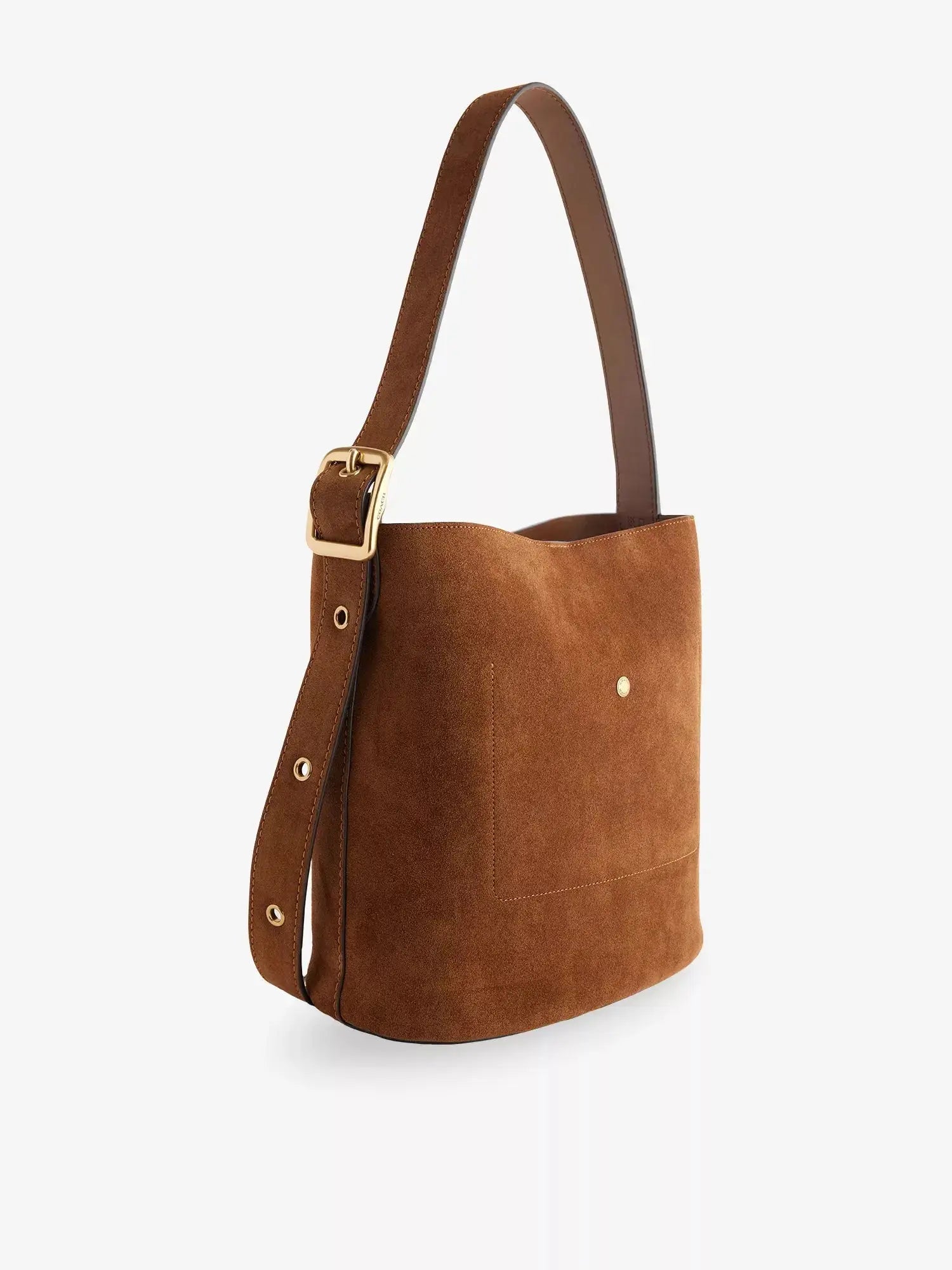 Women's Bleecker Foil-Print Logo Leather-Suede Bucket Bag Coach