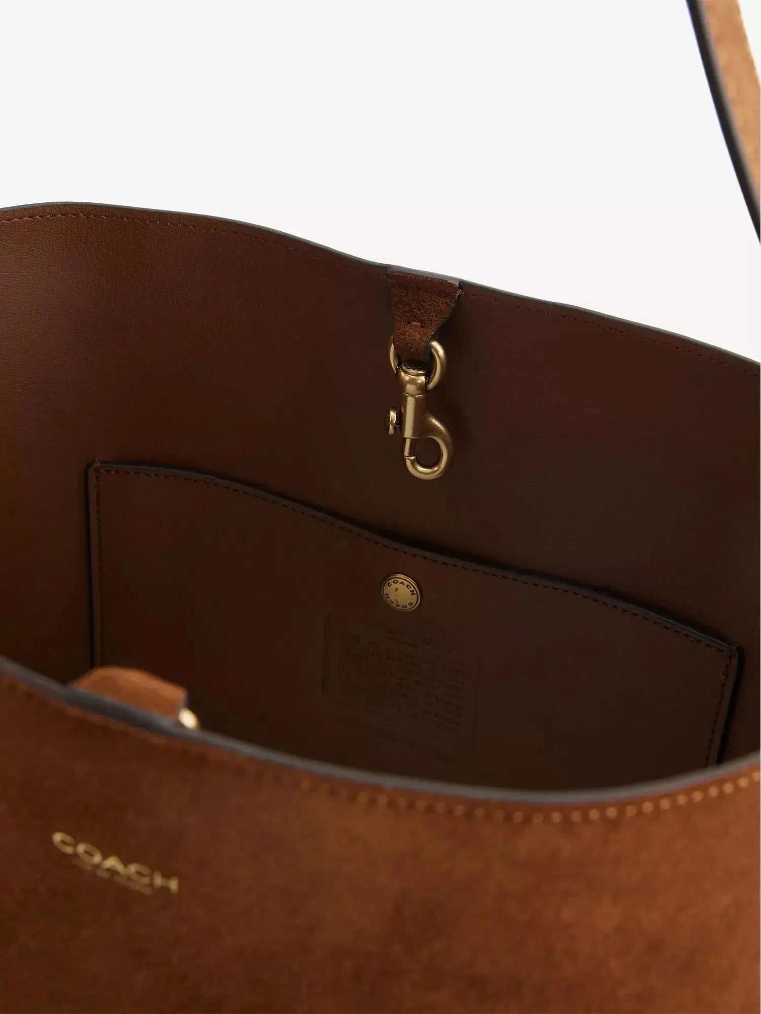 Women's Bleecker Foil-Print Logo Leather-Suede Bucket Bag Coach
