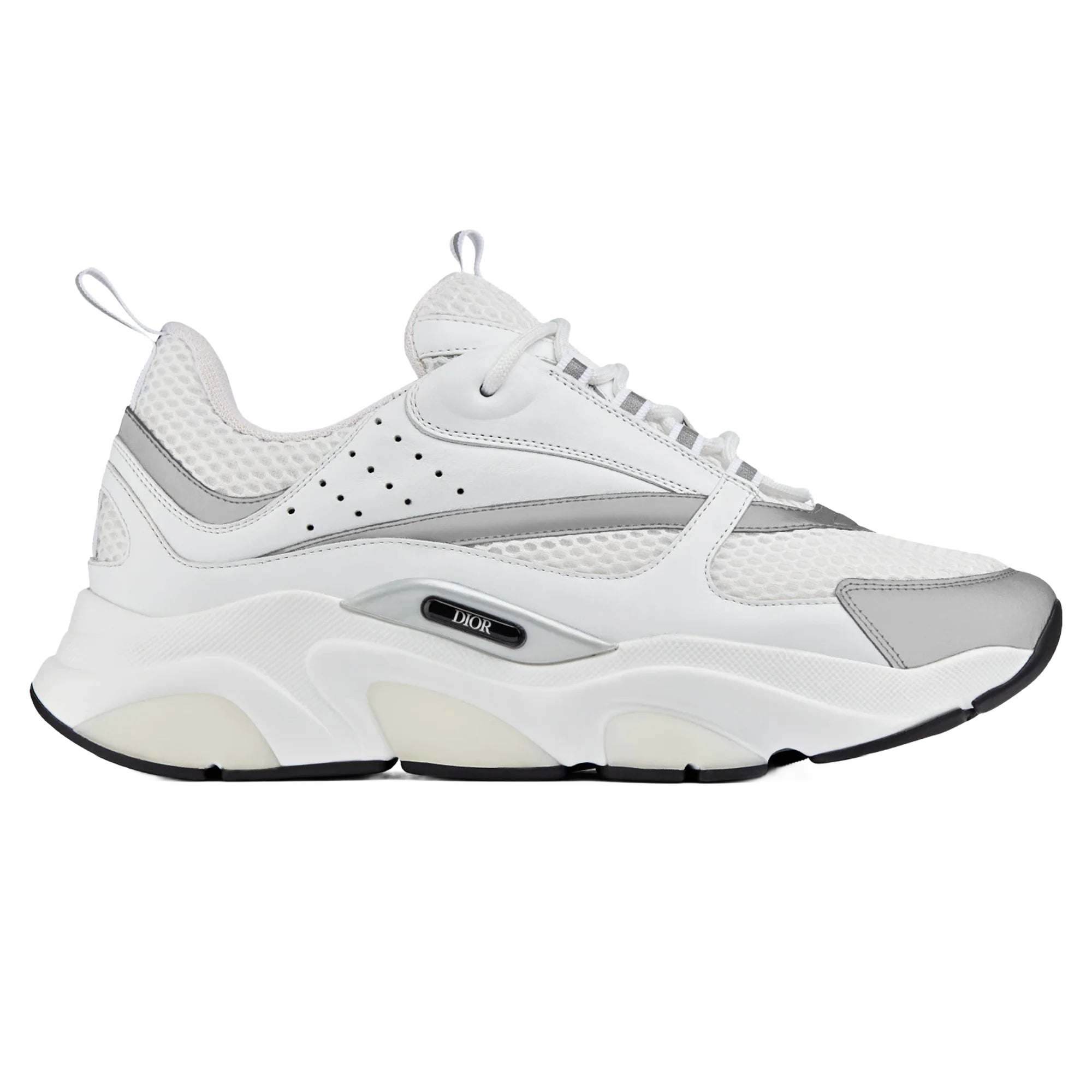 B22 White Reflective Calfskin Trainer Dior