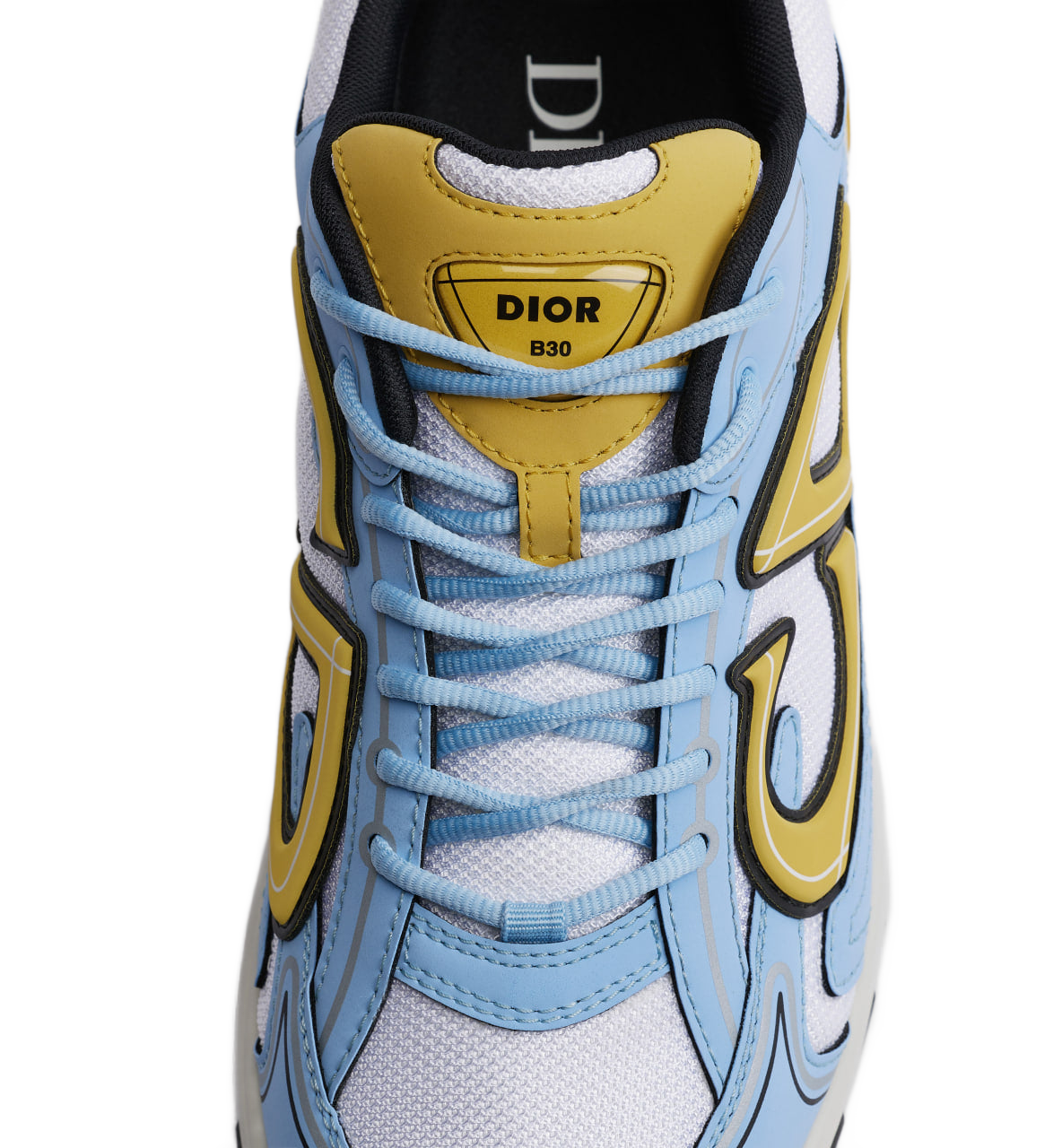 B30 Countdown Sneaker White Technical Mesh with Light Blue and Gold-Tone Technical Fabric Dior